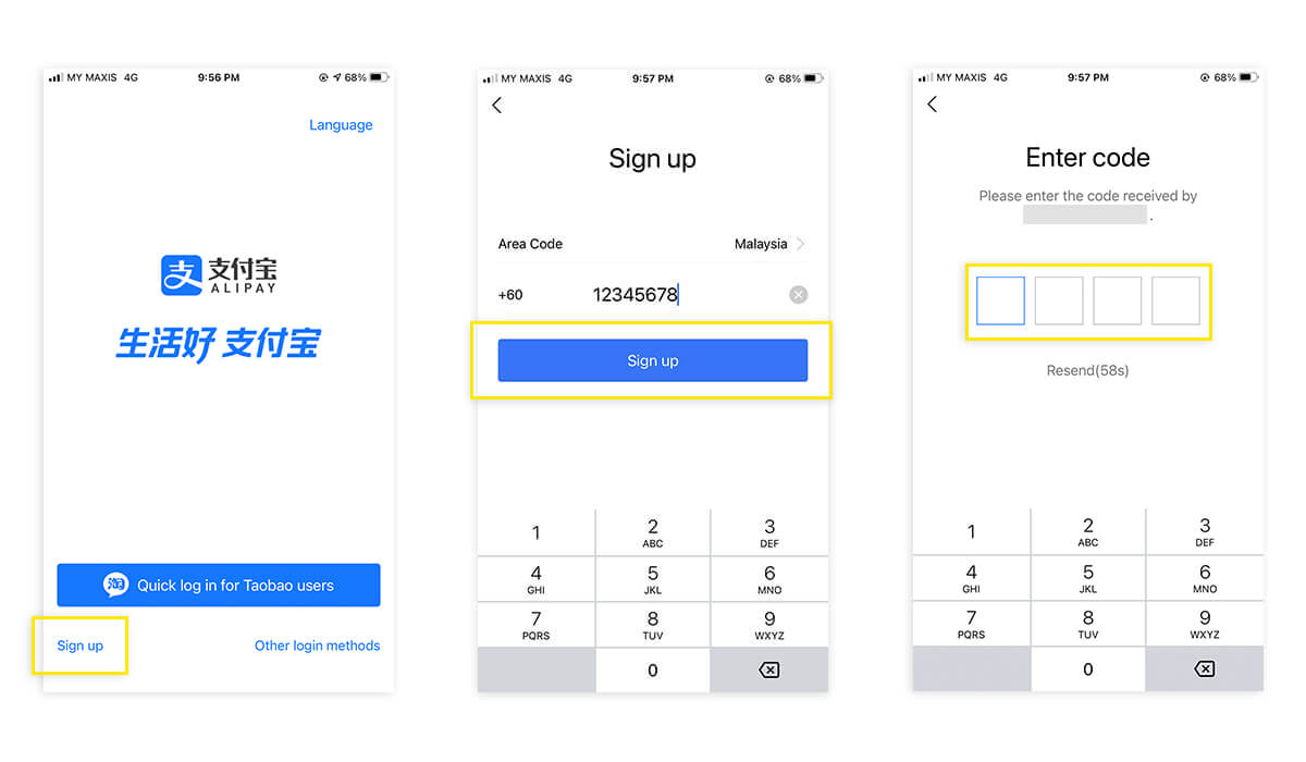 Register for an Alipay account BOXKU